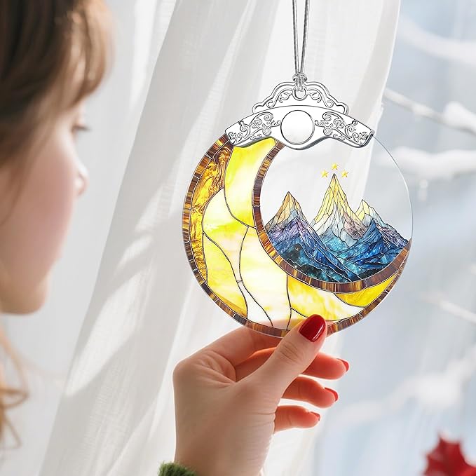 Moon & Mountain Christmas Ornament – Christmas Tree Ornament & Holiday Decor, Gifts for Nature Lover, Holiday & Xmas Gift