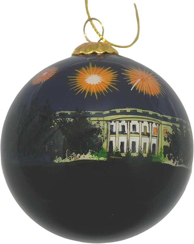 Blown Glass Christmas Ornament | White House Fireworks | Hand Painted Inside | Original Art | Includes Gift Box