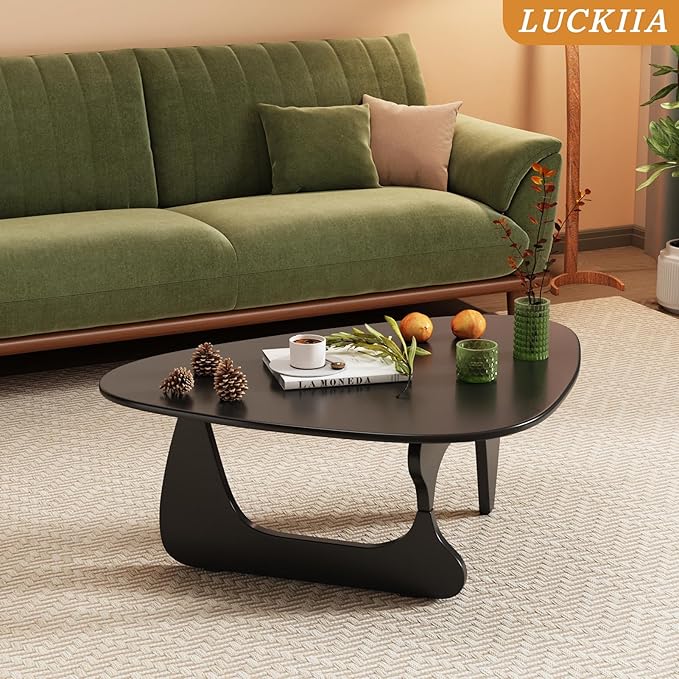 Coffee Tables Wood Small Farmhouse Coffee Table Mid-Century Modern Wood Center Table for Living Room, Black, 35 Inch
