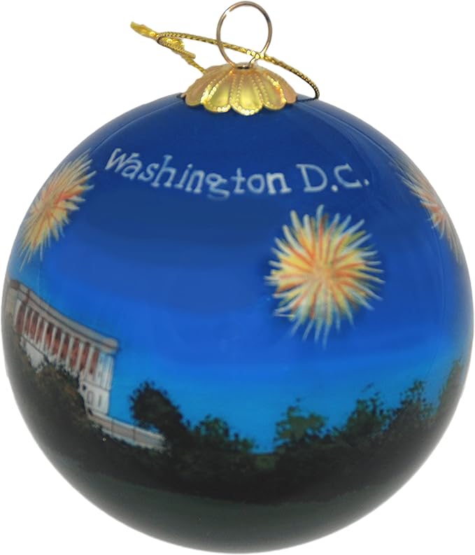 Blown Glass Christmas Ornament | U.S. Capitol Fireworks | Hand Painted Inside | Original Art | Includes Gift Box