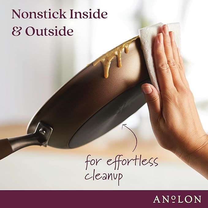 Anolon Advanced Home Hard Anodized Nonstick Cookware/Pots and Pans Set, 9 Piece - Bronze