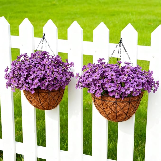 Artificial Flowers for Outdoor Faux Plants for Spring Summer Decoration, UV Resistant Realistic Silk Plastic Fake Flowers Garden Porch Patio Balcony Yard Front Home Decor, 24 Bundles