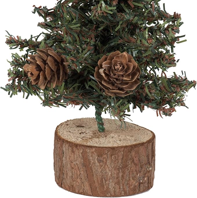 Vickerman 6" Caramel Pine Artificial Christmas Tree Unlit, Seasonal Indoor Tabletop Home Decor with Decorative Wood Base