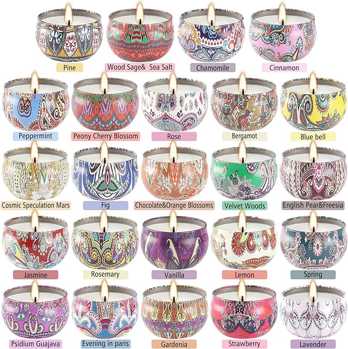 Scented Candles Gift Set, 2.5 oz Soy Wax Aromatherapy Candle for Home, Romantic Candles Gift for Mother Day Christmas Valentines Birthday (24 Pack)