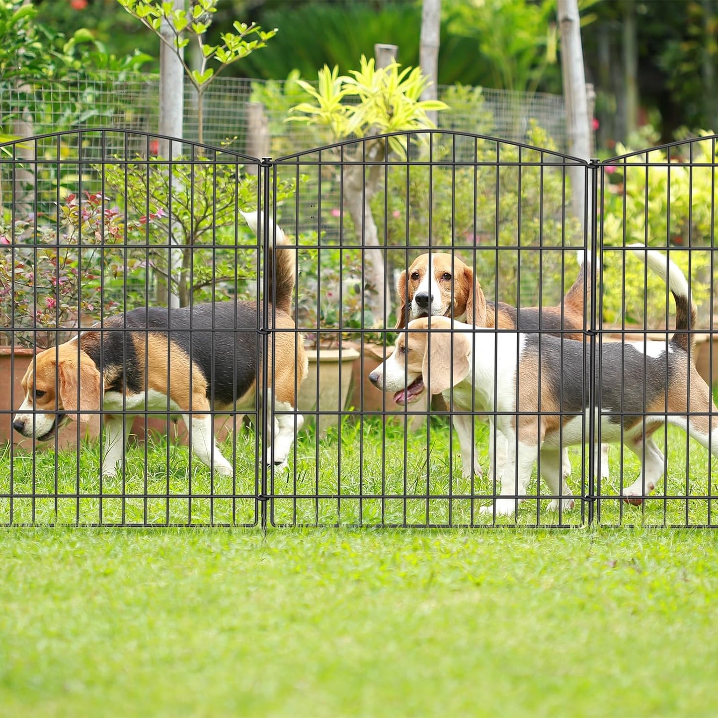 INJOPEXI Garden Fence 6 Panels 11.8ft (L)×30in (H) Decorative Garden Fences with 6 Panels Rustproof Wire No Dig Garden Fence Animal Barrier Fencing Outdoor for Backyard Patio - Without Fence Gate