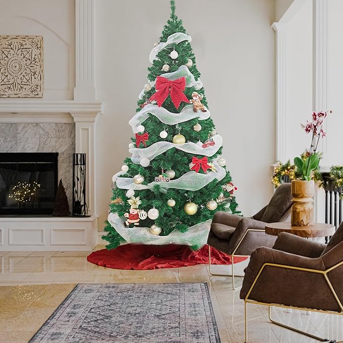 BESTHLS Christmas Tree 6FT Artificial Pine Christmas Tree with Metal Stand and Decorations for Indoor Outdoor 720 Branch Tips