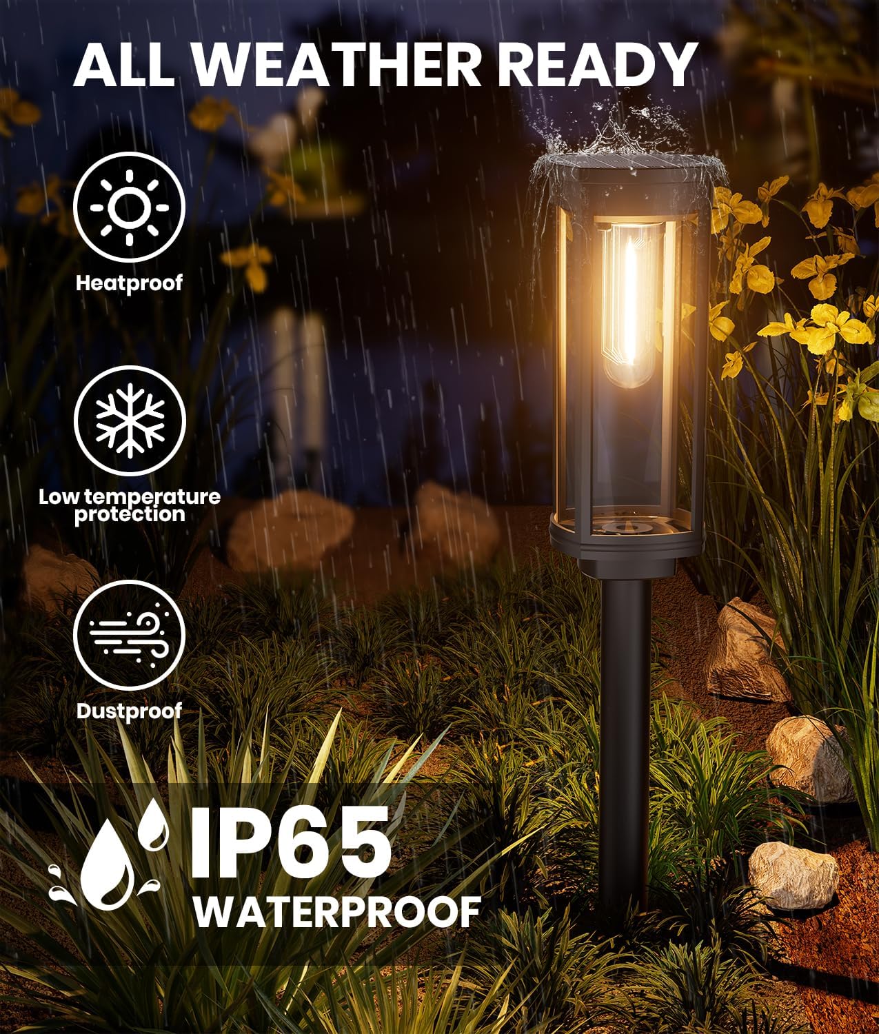 6 Pack Solar Pathway Lights Outdoor, Modern Super Brightness LED Solar Path Lights, IP65 Waterproof Garden Solar Powered Landscape Lighting for Outside Yard Garden Driveway Walkway Decor