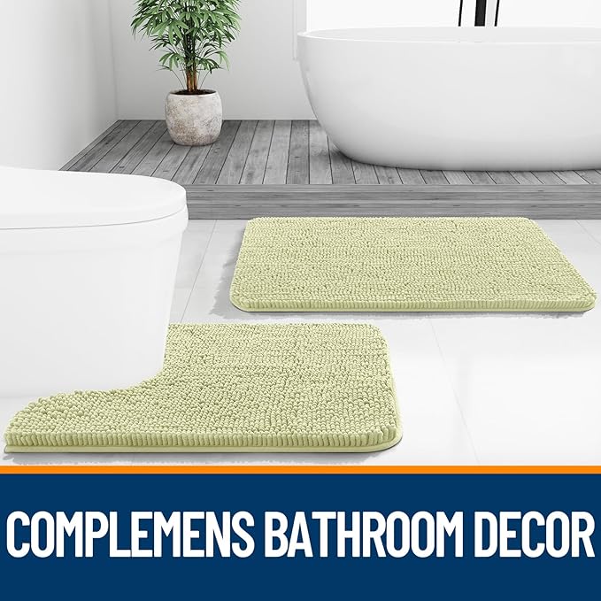 OLANLY Bathroom Rugs 30x20, Extra Soft Absorbent Chenille Bath Rugs, Rubber Backing Quick Dry, Machine Washable Bath Mats for Bathroom Floor, Tub and Shower, Home Decor Accessories, Vanilla