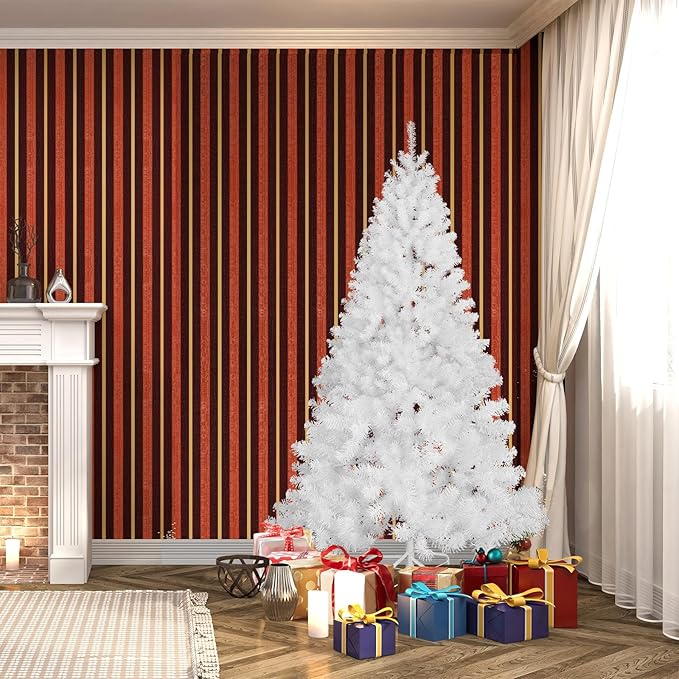 PLKO 6FT Artificial Holiday Christmas Tree，Artificial Christmas Tree Xmas Pine Tree with Stand and Soft White Branch for Holiday Indoor Outdoor,720Tips(White)