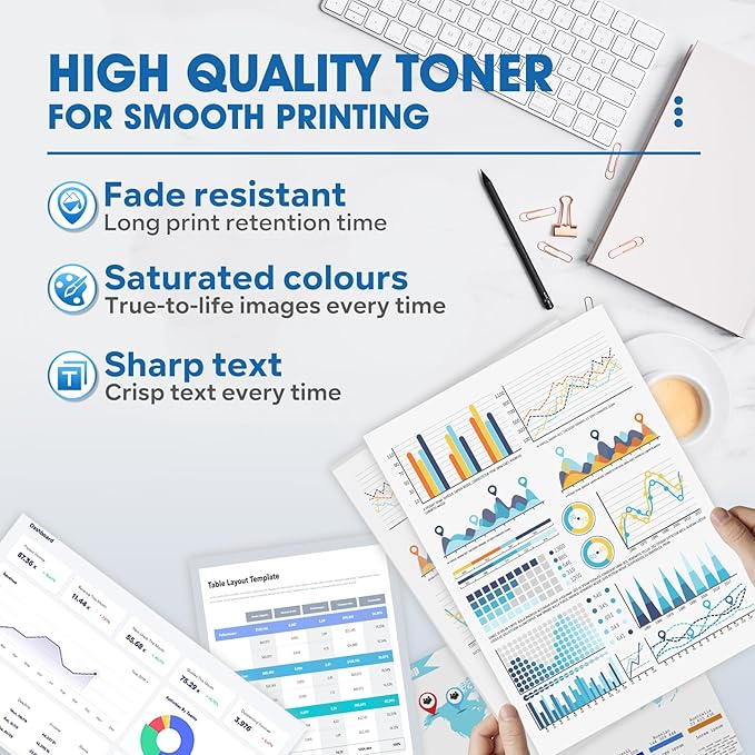 TN-227BK/C/M/Y Replacement for Brother TN227 High Yield Toner Cartridge 4 Pack MFC-L3770CDW MFC-L3750CDW HL-L3290CDW HL-L3270CDW Printer (TN-227BK/C/M/Y)