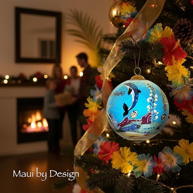 Collectible Handpainted Kissing Turtles and Dolphins Aloha Hawaii Ornament NKD/H