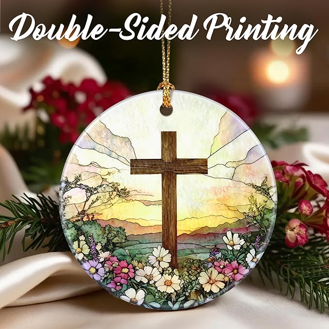 Stained Glass Cross Ornaments, Christian Christmas Ornaments: Christmas Tree Decorations, Easter Faith Cross Home Decor, Stocking Stuffers, Gift Ideas, Xmas Gift, Christian Gifts & Gifts For Religious