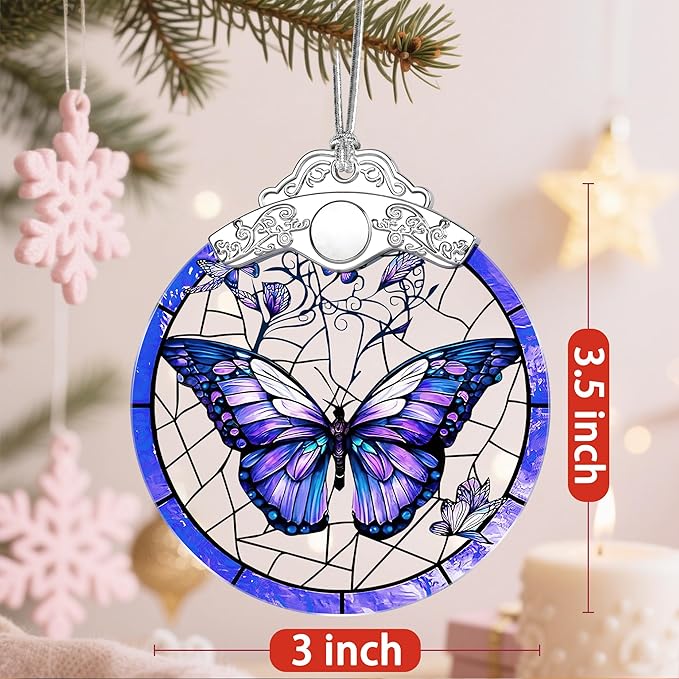 Christmas Ornaments: Stained Glass Ornament, Christmas Tree Ornament, Hanging Ornaments for Home Decor & Xmas Tree Decorations – Exquisite Holiday Decor, Gifts & Holiday Present - Butterfly