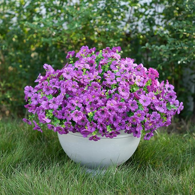 Artificial Flowers for Outdoor Indoor Realistic Faux Flower Spring Summer Garden Home Decoration, Hanging Daisy Flower with Eucalyptus Leaves Fake Plants Greenery Balcony Porch Patio Front Door Decor