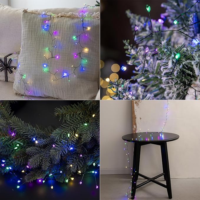 Firecracker Fairy Lights,50FT 500Leds Waterproof Twinkle Lights Plug in,8 Modes Remote String Light for Indoor Outdoor Christmas Wedding Birthday Patio Garden Decor,Green Wire,Multicolor