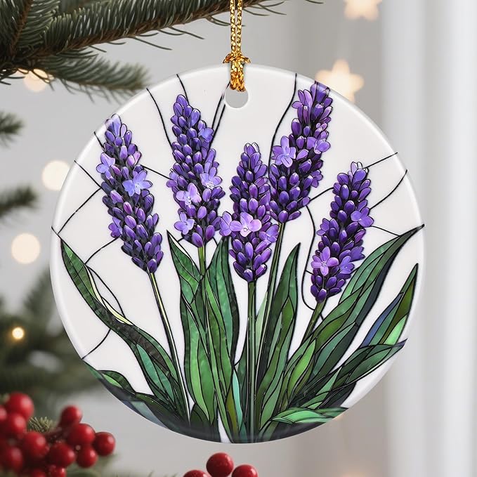 Flower Hanging Ornament, Christmas Ornaments, Xmas Decorations for Tree, Ornaments for Christmas Tree, Holiday Ornament, Flower Themed Gifts, Holiday Party Gifts, Xmas Gift Ideas - Lavender