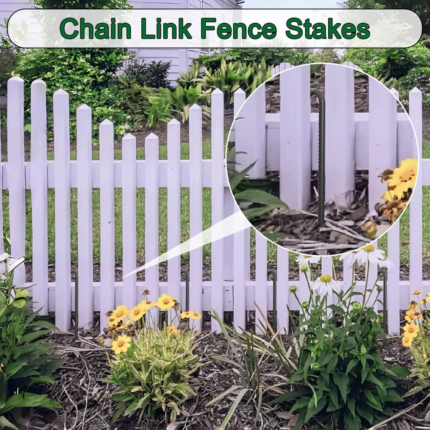 24 Inch Rebar Ground Stakes 3/8 Inch Tent Stakes Heavy Duty 12 Pack Steel Ground Anchors Chain Link Fence Stakes Trampoline Stakes with Chisel Point end for Swing Set and Camping Tent, Black