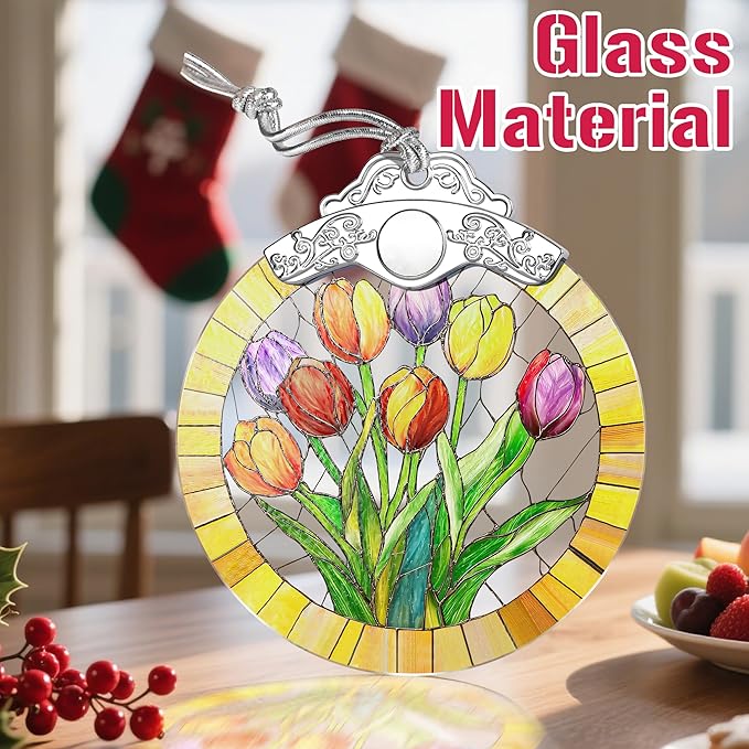 Christmas Ornaments: Stained Glass Ornament, Christmas Tree Ornament, Hanging Ornaments for Home Decor & Xmas Tree Decorations – Exquisite Holiday Decor, Gifts & Holiday Present - Tulips