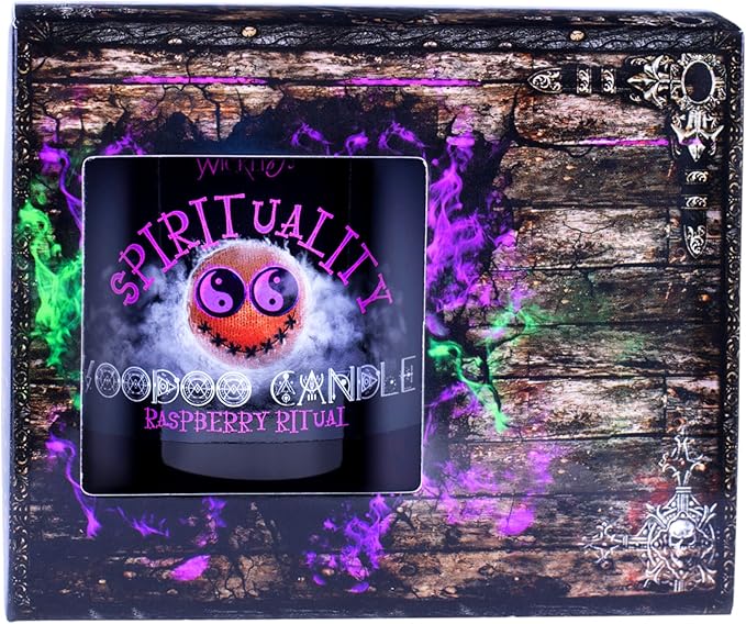 Naturally Wicked Voodoo Spirituality Candle Set - Inc. Voodoo Doll, Crystal, Wood Wick, Raspberry Ritual Scent & Gift Box