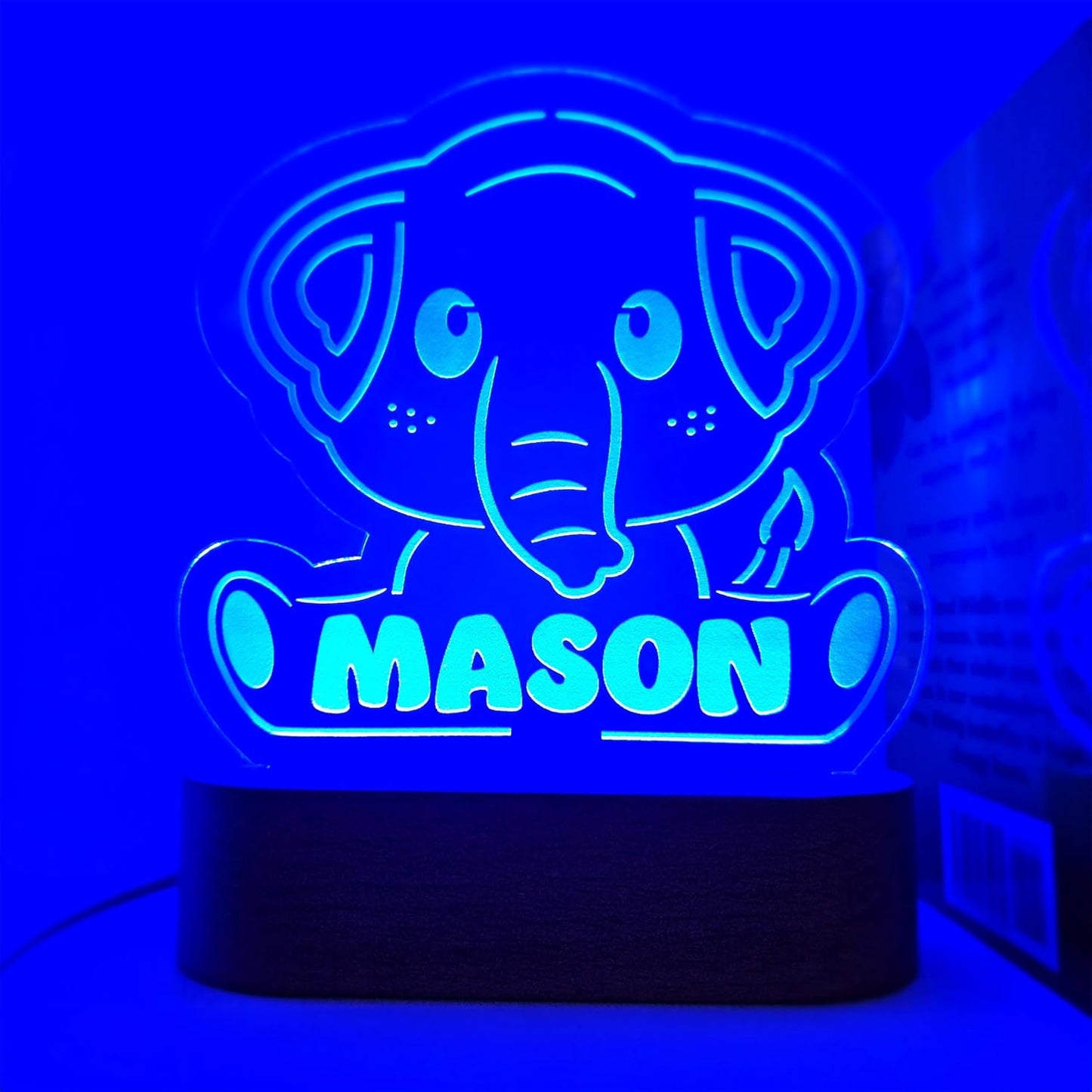 Personalized Night Light | Custom Nightlight for Kids | Nursery Baby Room Decor | Children's Bedroom Gift | LED colors | Stars Night Light (Elephant)