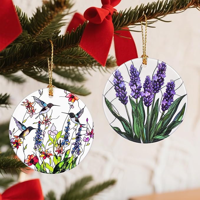 Flower Hanging Ornament, Christmas Ornaments, Xmas Decorations for Tree, Ornaments for Christmas Tree, Holiday Ornament, Flower Themed Gifts, Holiday Party Gifts, Xmas Gift Ideas - Lavender