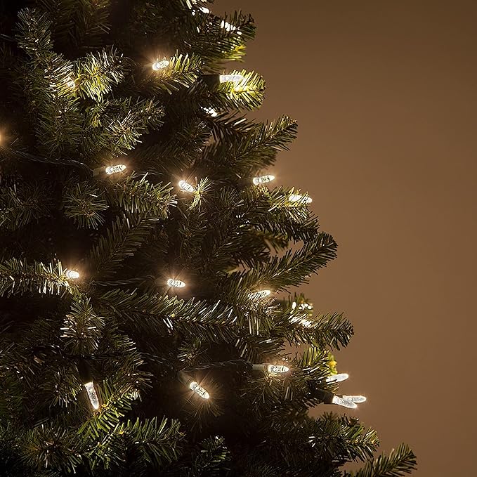 70 Warm White M5 LED Christmas Lights, 24 ft Green Wire Indoor/Outdoor Commercial Grade Mini String, Holiday and Outdoor Lighting