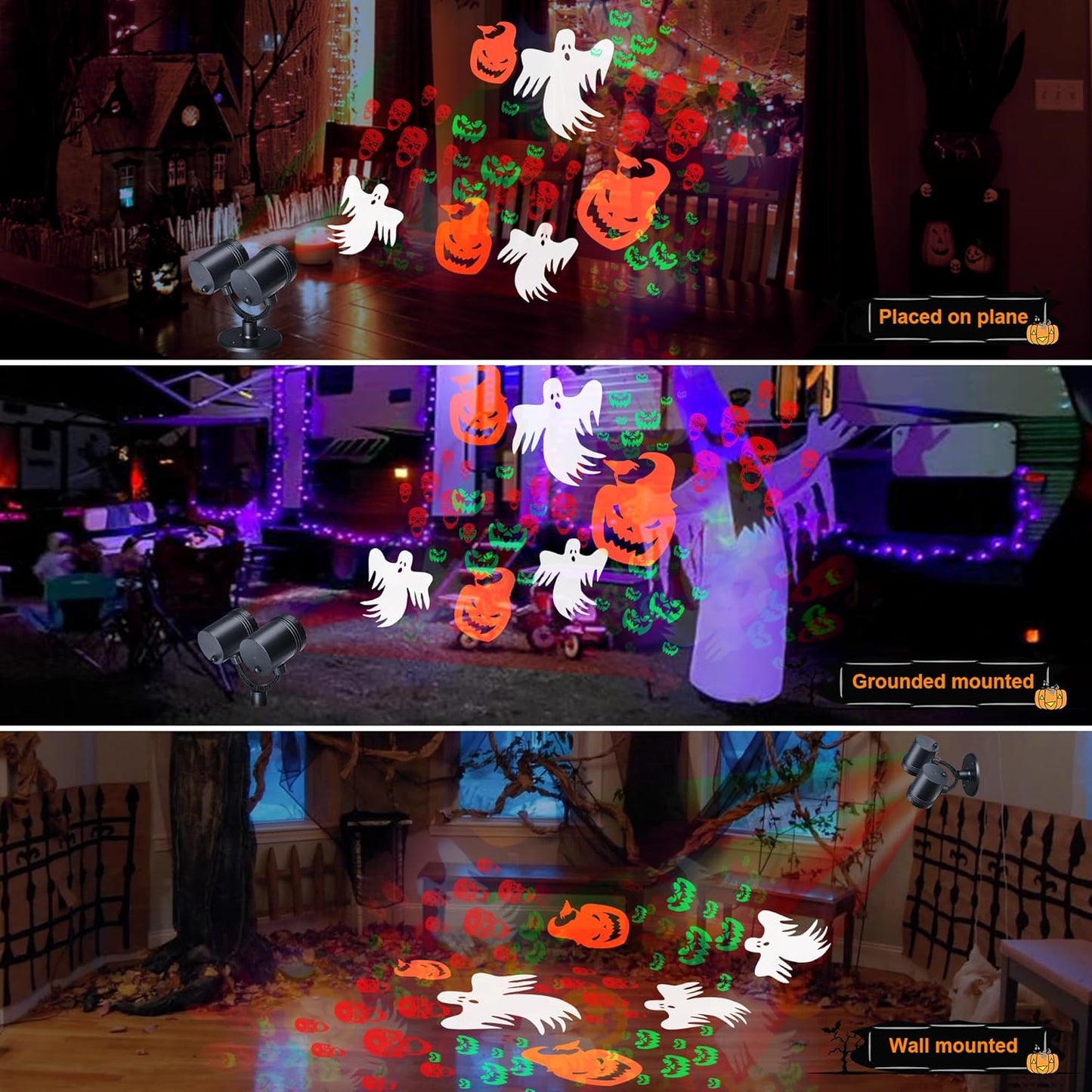 Halloween Lights Projector, Halloween Decorations Lighting Projector, with Timer Led Pumpkin Ghost Demon Light, for Holiday Party Garden Patio Yard Outdoor Indoor Landscape Decor