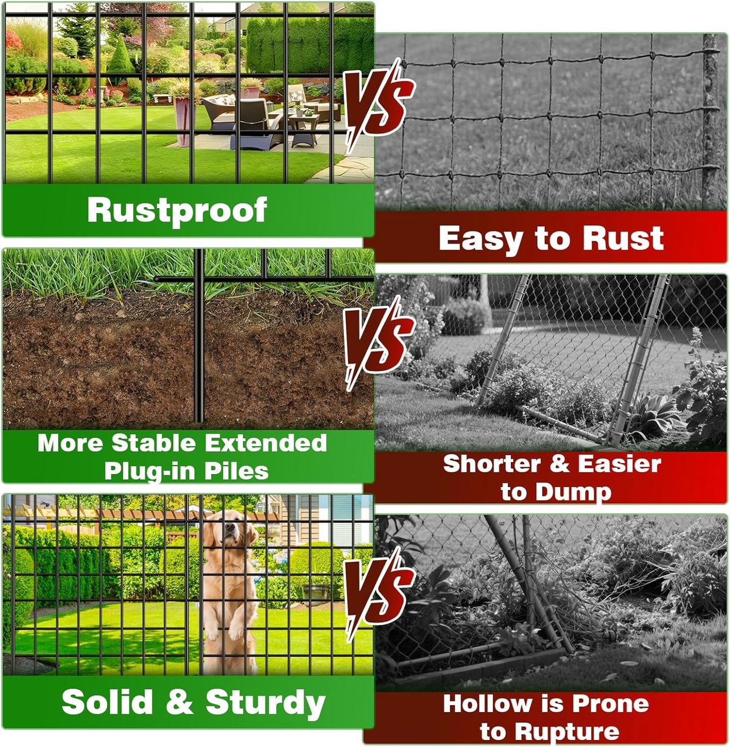 12 Panels Tall Garden Fence Animal Barrier with Gate - 40 in H x 26 ft L, Dog Fence Outdoor for Yard, Rustproof Metal Temporary Fences for Dogs Rabbits, No Dig Pet Fences for Garden, Patio, Flower Bed