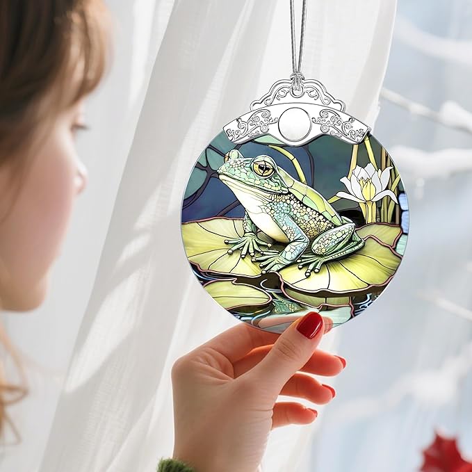 Christmas Ornaments: Stained Glass Ornament, Christmas Tree Ornament, Hanging Ornaments for Home Decor & Xmas Tree Decorations – Exquisite Holiday Decor, Gifts & Holiday Present - Frog
