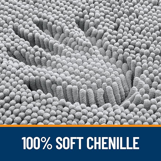 OLANLY Bathroom Rugs 70x46, Extra Soft Absorbent Chenille Bath Rugs, Rubber Backing Quick Dry, Machine Washable Bath Mats for Bathroom Floor, Tub and Shower, Home Decor Accessories, Light Grey