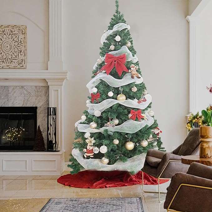 BESTHLS 7FT Christmas Tree Premium Artificial Pine Tree with Solid Metal Stand and 1100 Branch Tips for Holiday Indoor Decoration