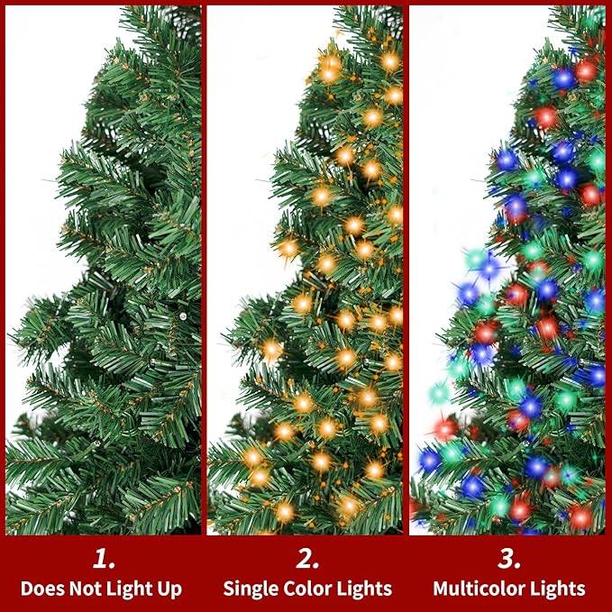 6FT Christmas Tree with Lights,Artificial Christmas Tree with 350 LED Lights and 1000 Branch Tips,Xmas Tree with Foldable Stand Perfect for Indoor&Outdoor,Christmas Decoration for Party by DNKMOR