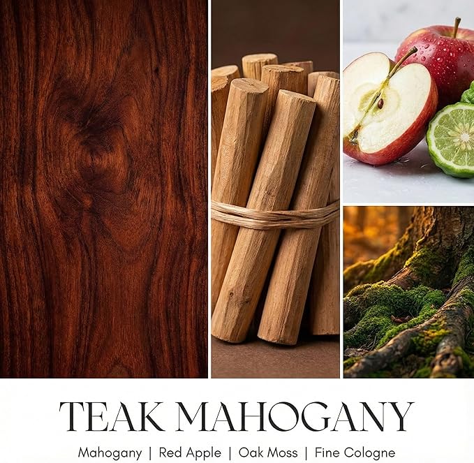 Soy Wax Blend Candle for Home, 4-Wick Candles in Teakwood & Mahogany Scented, Aromatherapy Candles Gift for Parties, Relaxing, Over 50 Hours of Burn Time, 18oz