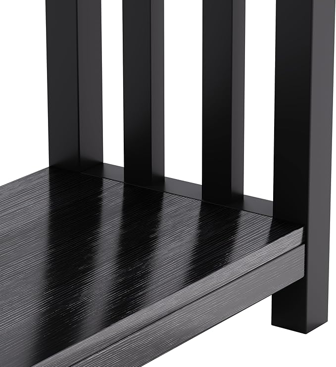 ChooChoo Black End Table for Small Spaces, Narrow Side Table, Night Stand with Storage Shelf for Living Room and Bedroom