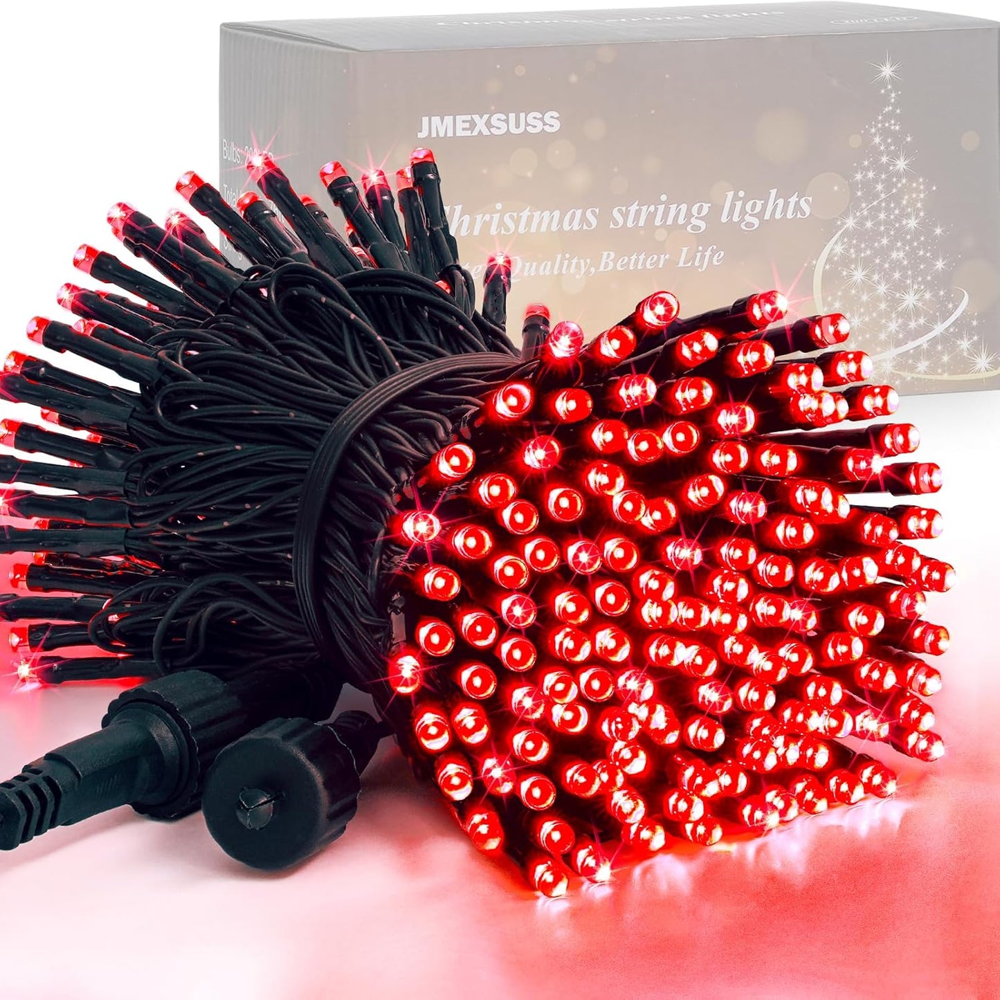 JMEXSUSS 200 LED Halloween Lights Indoor Outdoor, 66ft Connectable LED Red Christmas Lights Plug in, 8 Modes Red String Light for Halloween Tree Indoor Bedroom Garden Yard Porch House Decorations
