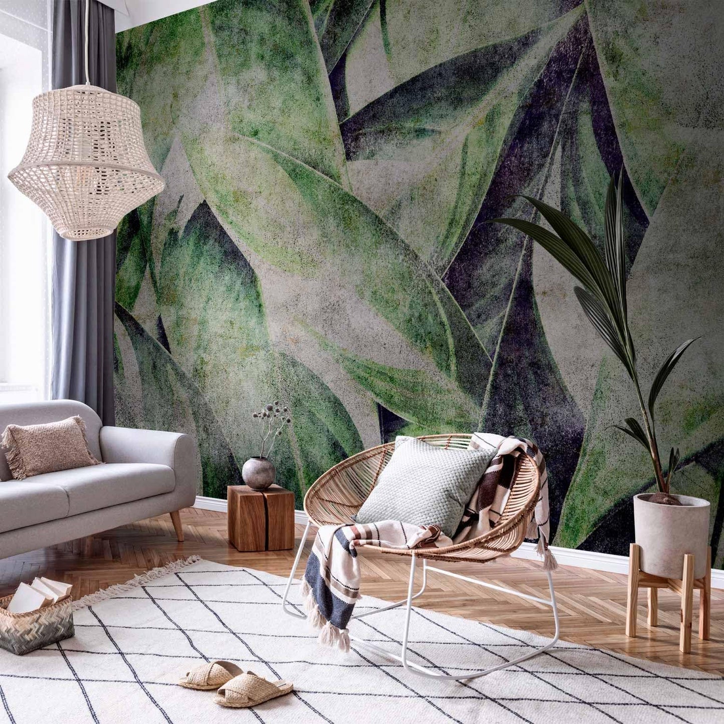artgeist Wall Mural Tropical Leaves 173x124 in - Peel and Stick Self-Adhesive Wallpaper Removable Large Sticker Foil Wall Decor Print Picture Image Design Jungle Nature Botanical b-C-0844-a-a