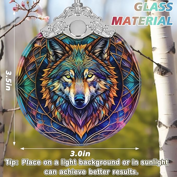 Stained Glass Wolf Christmas Ornament - Holiday Home Decor - Tree Decoration - Gift Exchange Idea