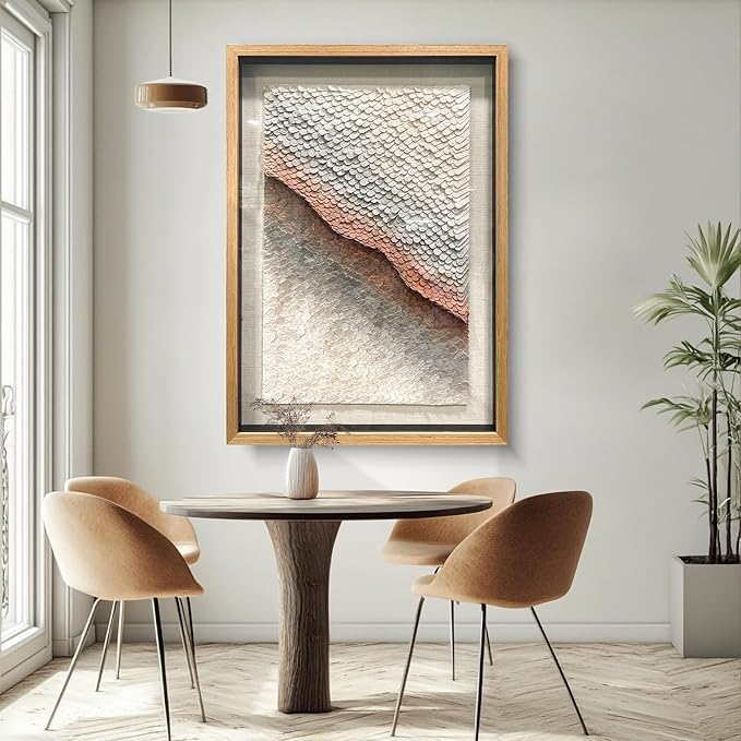 BrightA 3D Paper White Wall Art Abstract Wall Art Framed Artwork for Walls Frame Large Artwork for Living Room Office 27.5"x39.4"