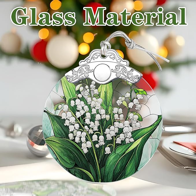 Lily of Valley Flower Stained Glass Ornament, Christmas Ornament – Christmas Tree Decor, Holiday Decoration, Stocking Stuffer, Festive Gift Idea, Gifts for Flower Lover, Nature Lover, and Mom
