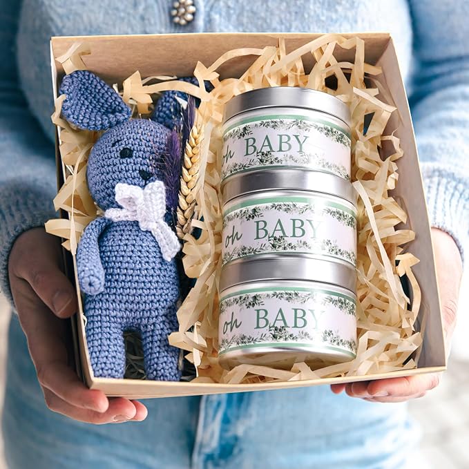 Funtery 12 Pcs Baby Shower Party Favors for Guests Baby Shower Candles Lavender Scented Candle Rustic Tealights Candles Gender Reveal Return Gifts(Leave)