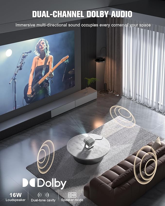 【3000 ANSI Official Licensed Google TV】4K Smart Projector with WiFi and Bluetooth, VOPLLS Outdoor Projectors with Dolby/Auto Focus, Portable Movie Phone Wireless Gaming Wifi Proyector for Bedroom/Home