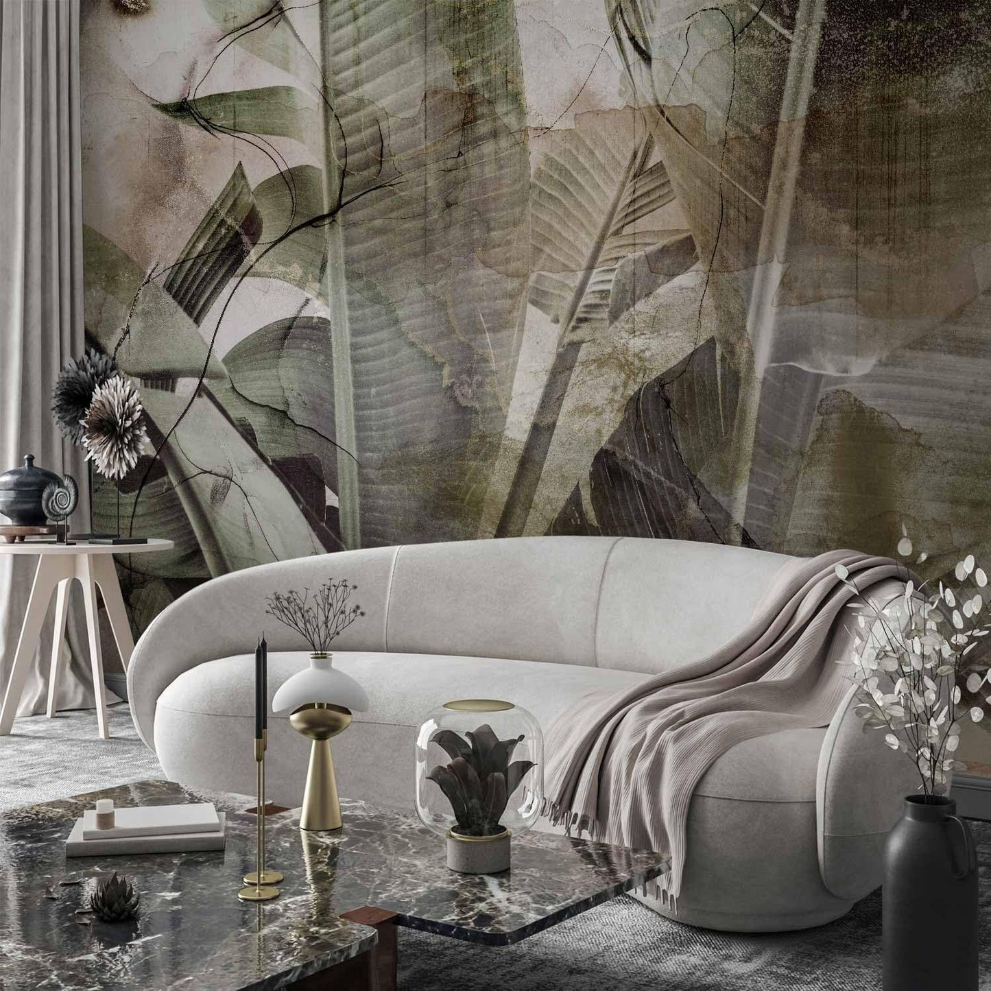 artgeist Wall Mural Tropical Leaves 193x138 in - XXL Peel and Stick Self-Adhesive Wallpaper Removable Large Sticker Foil Wall Decor Print Picture Image Design Jungle Nature Like Painted b-C-0776-a-a