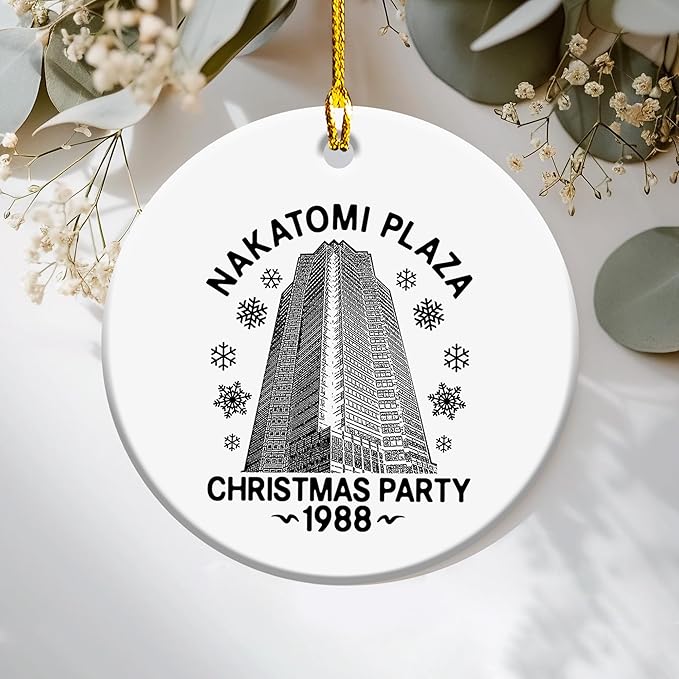 Nakatomi Plaza Ornament - 1988 Christmas Party Hanging Ceramic Ornament - Gifts for Xmas - Movie Ornaments - Tree Decorations