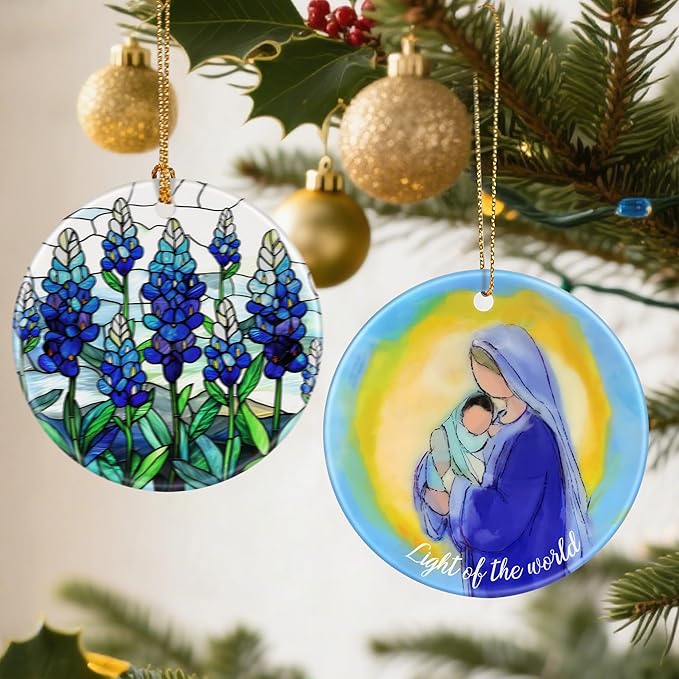Virgin Mary and Jesus Ornament, Christmas Ornaments: Christmas Tree Decorations, Holiday Decor, Stocking Stuffers, Gift Ideas, Xmas Gift, Christian Gifts & Religion Gifts