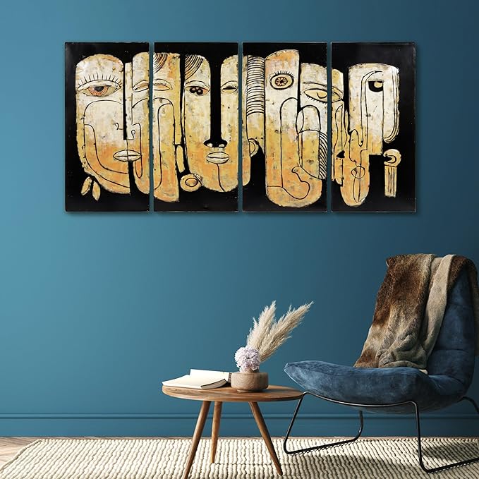 Empire Art Direct Totem Poles Abstract Face Metal Wall Art,Hand Painted Primo Mixed Media Iron Wall Sculpture,3D Wall Decor,Ready to Hang,Living Room, Bedroom ＆ Office