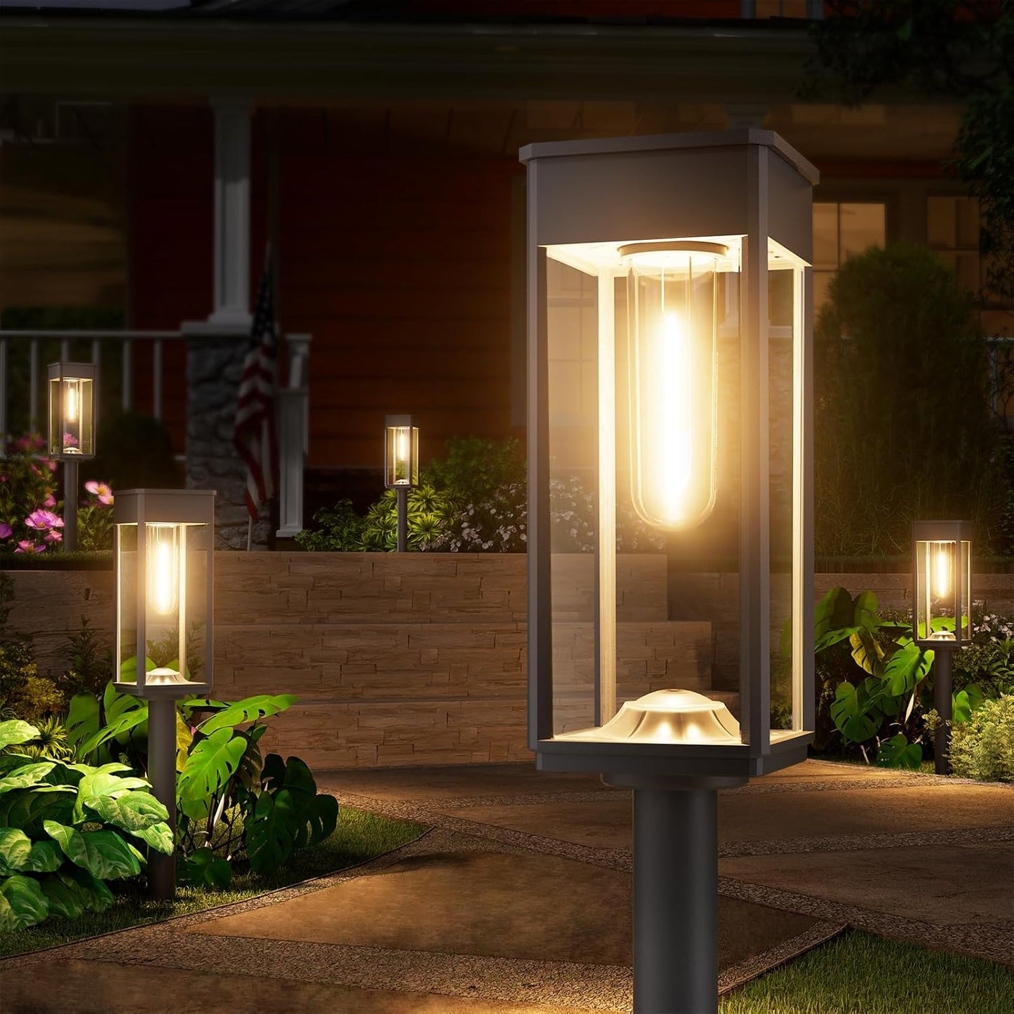8 Pack Bright Solar Pathway Lights Outdoor,IP65 Waterproof Auto On/Off Solar Garden Light Path Lights Solar Powered for Outside Yard Path Lawn Walkway Driveway Landscape Lighting Patio Decor