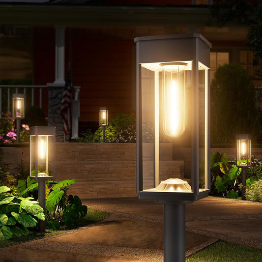 Solar Pathway Lights Outdoor, 2 Pack Solar Garden Lights IP65 Waterproof, Bright Pathway Light Solar Powered for Outside Yard Path Lawn Walkway Driveway Lighting Landscape Decor (Warm White)