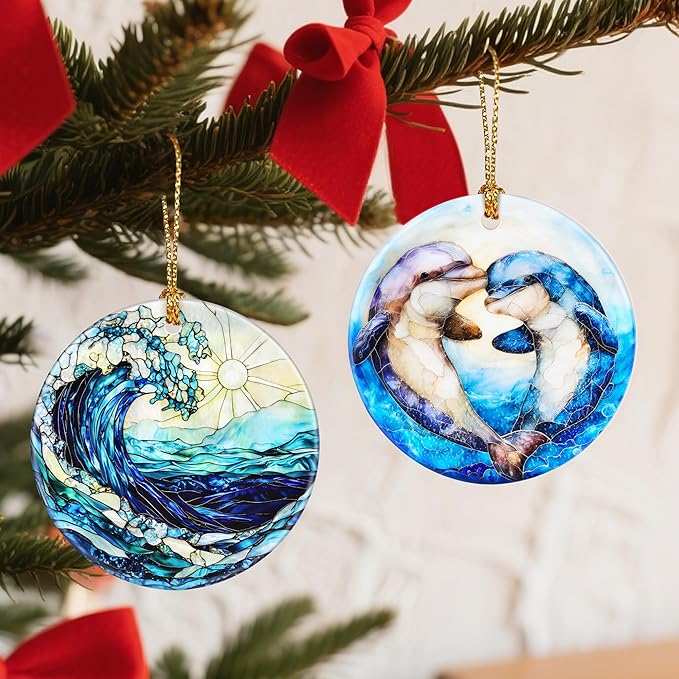 Christmas Ornaments, Dolphin Ornament, Christmas Tree Ornaments, Xmas Decorations, Holiday Decorations, Gifts for Dolphin Lovers, Holiday Party Gifts, and Xmas Gift Ideas