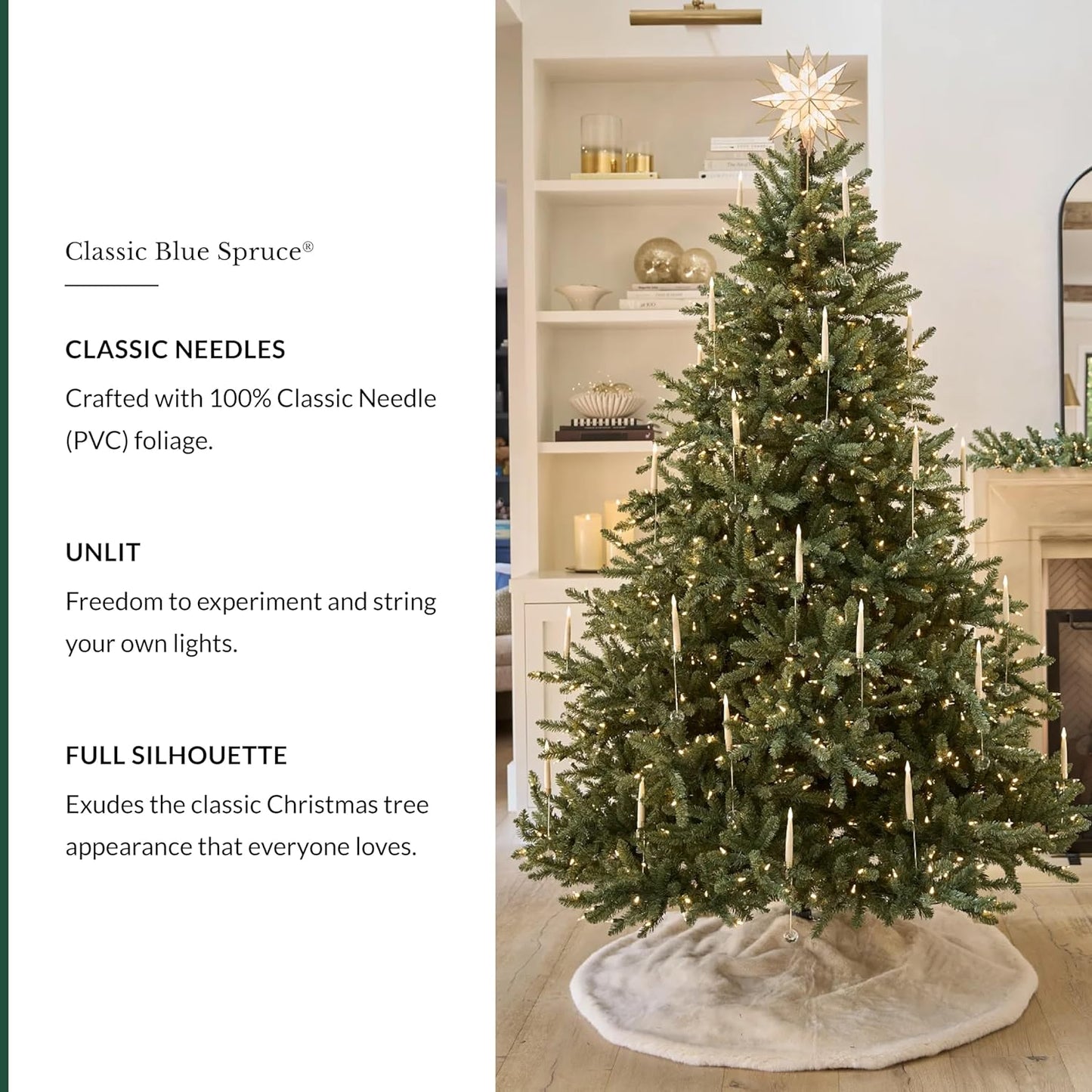 Balsam Hill 4.5 ft Unlit Classic Blue Spruce - Artificial Christmas Tree with Premium Stand & Storage Bag for Indoor Holiday Decorating