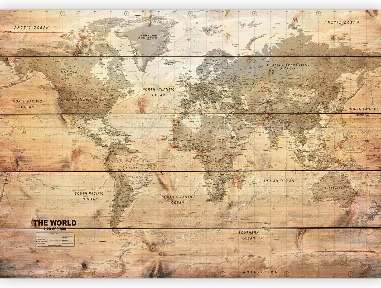 artgeist Premium Wall Mural World Map 157x110 in - XXL Non-Woven Wallpaper Fleece Wall Decor Photo Print Picture Image Design Home Map of The World k-A-0218-a-a